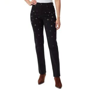 NWT Gloria Vanderbilt Amanda Embellished Black Jeans